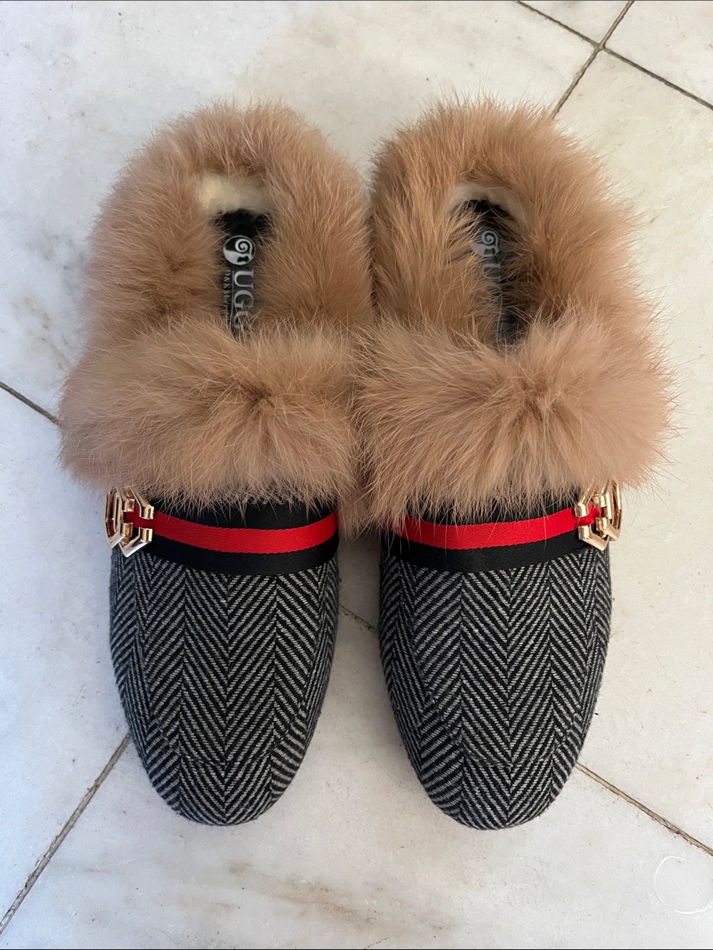 D&KUGG fur trimmed mules sleepers